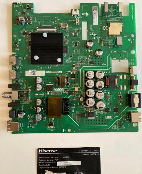Placa Madre + Fuente Original Smart TV Hisense 43e5610