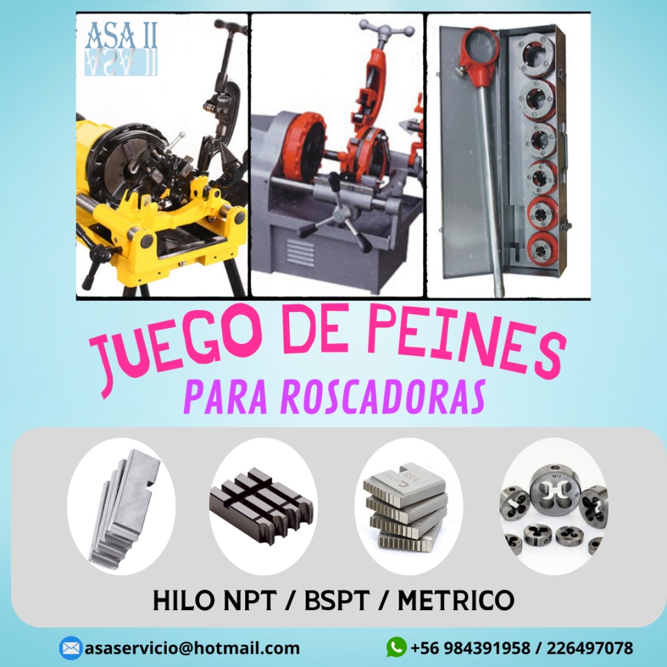 Disponible para Venta Juego de Peines para Roscadoras 